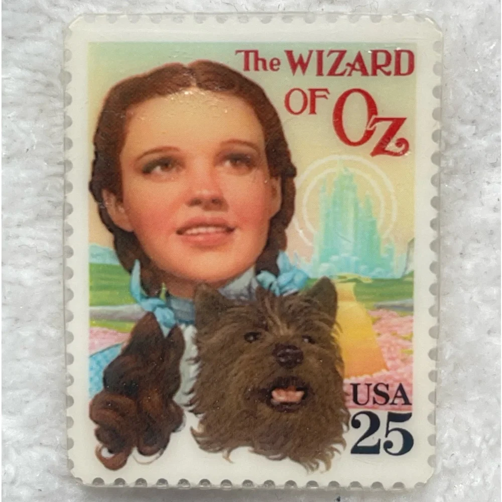 COPY Pin | Vintage Wizard of Oz Postage Stamp | Dorothy, Toto, Yellow Brick Road